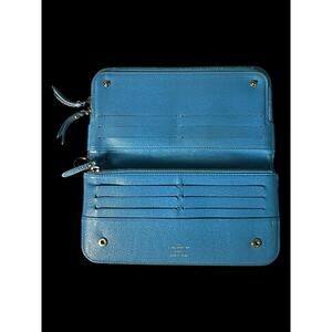 Rare Authentic Louis Vuitton Sky Blue Brown Monogram Insolite Wallet COA
